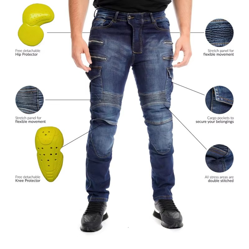 Aramid Motorcycle Pants Men Zi - Motorcycle Gear Blue review and price